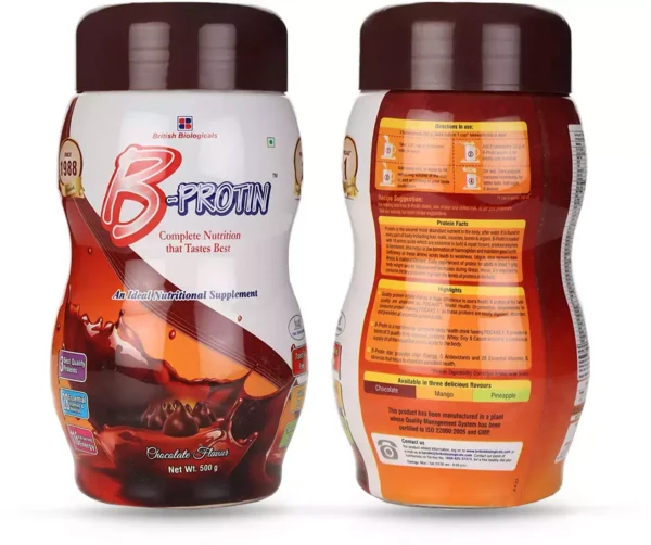B-Protin Chocolate Nutrition Supplement Bottle Of 500 G - Image 2