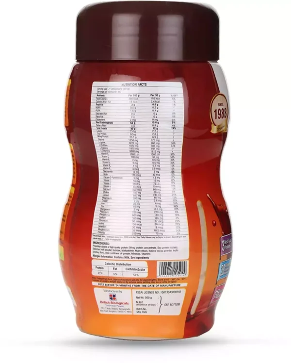 B-Protin Chocolate Nutrition Supplement Bottle Of 500 G - Image 3