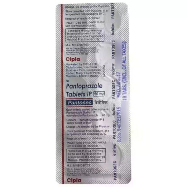 Pantosec 40mg Strip Of 10 Tablets - Image 2