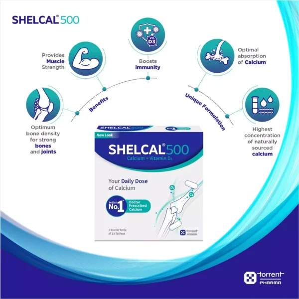 Shelcal 500mg Strip Of 15 Tablets - Image 6