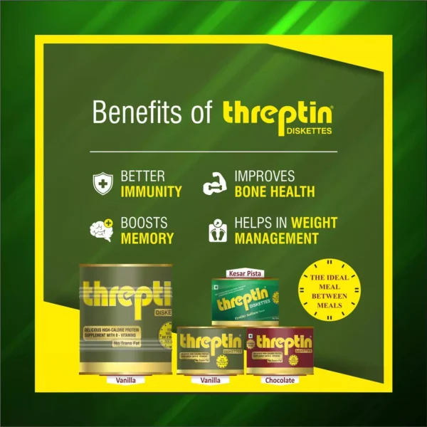 Threptin Vanilla Butterscotch Nutrition Diskettes Tin Of 275 GM - Image 3